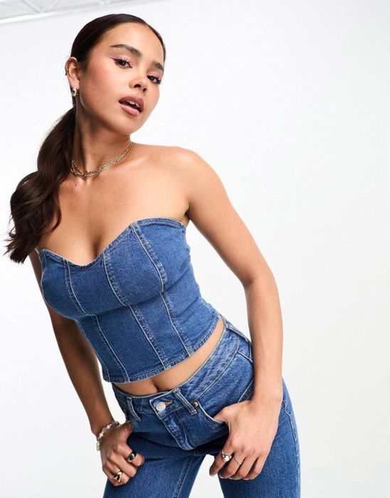 Джинсовий корсет Stradivarius