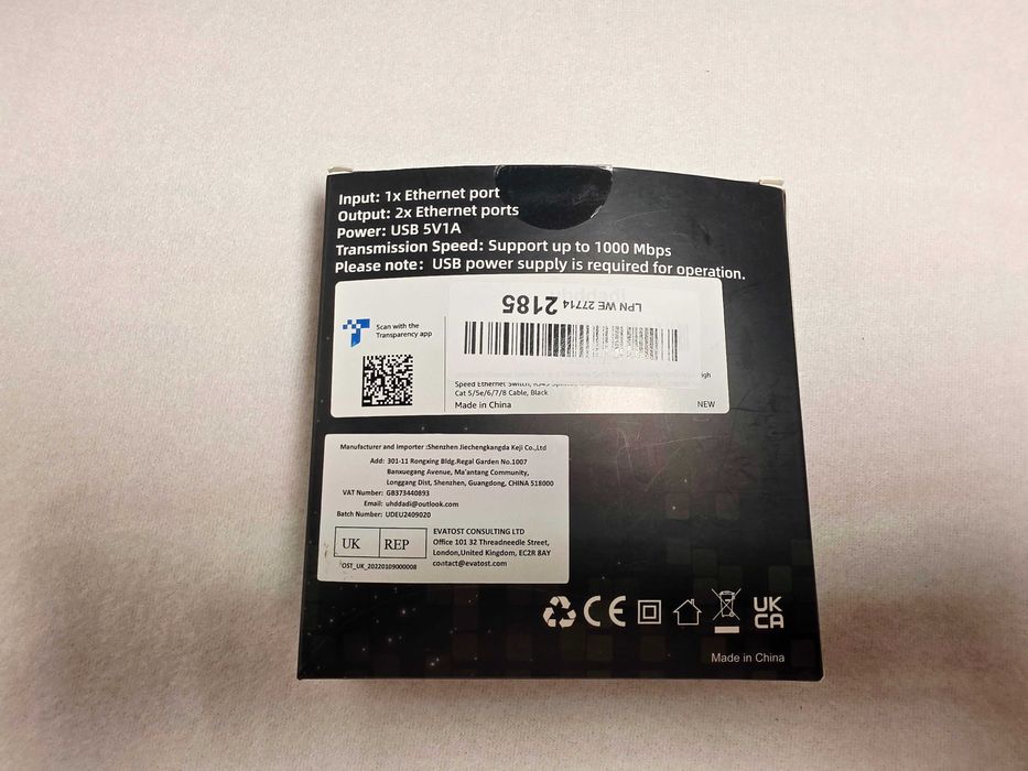 Rozdzielacz sieciowy 1000 Mbps z zasilaniem USB