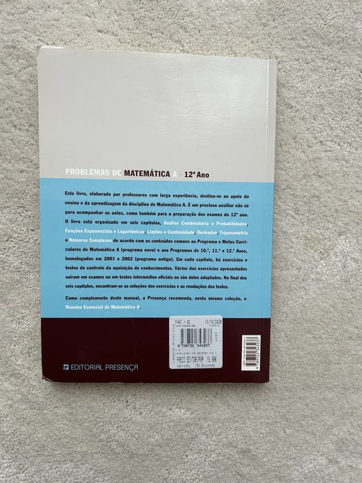 Livro problemas de matemática A preparação para exames 12° ano