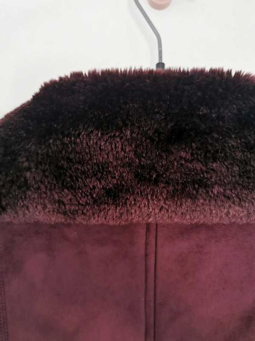 Casaco bordeaux unissexo, imitação camurça