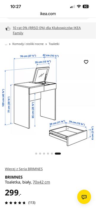 Toaletka z lustrem IKEA