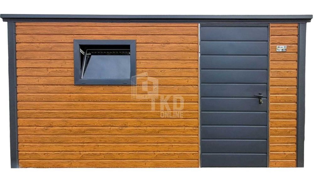 Schowek domek ogrodowy 4x2m drzwi okno dach spad w tył TKD392