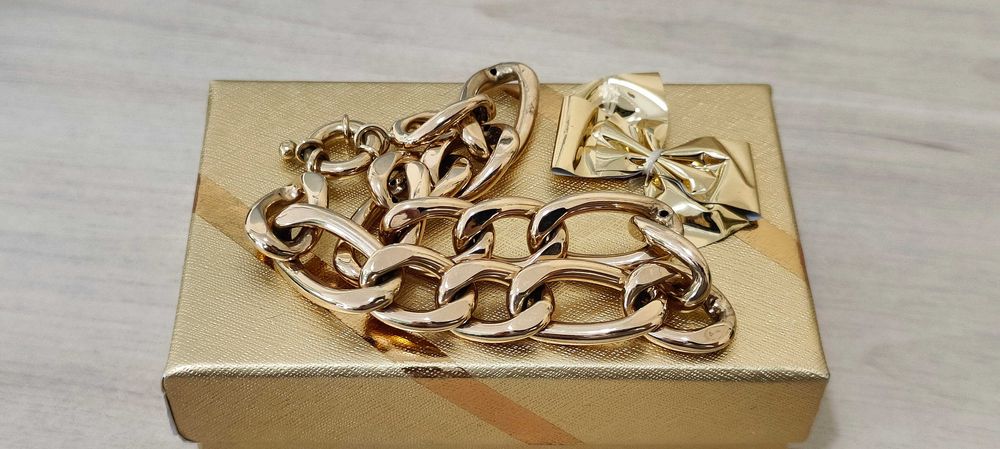 Złota bransoletka 585 pancerka gruba 19 cm