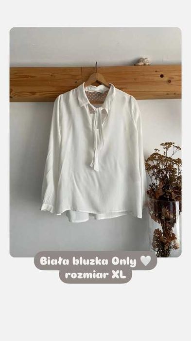 Bluzka damska, biała, elegancka, do pracy, do biura, Only, XL/42