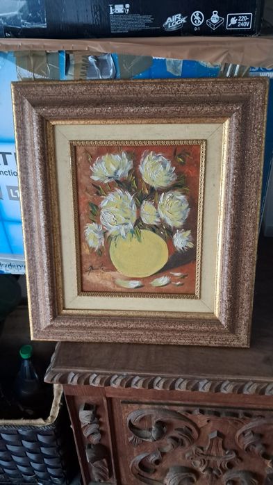 Conjunto de 2 pequenos quadros em talha dourada,  originais