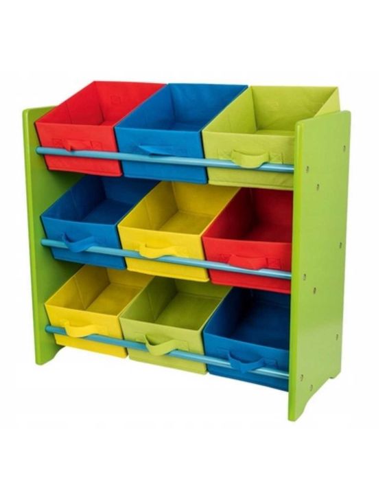 Półka (regał) drewniana dziecięca z pojemnikami