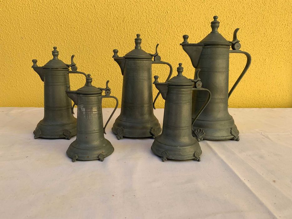 Conjunto Antigo em Estanho – 5 Peças | Proveniente Paises Baixos