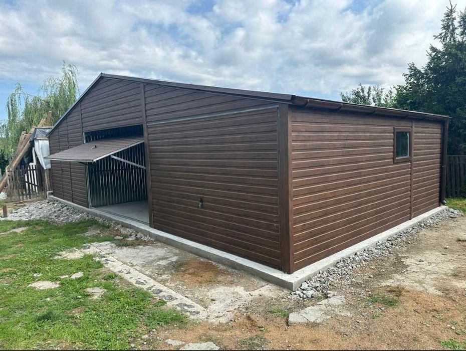 Garaż blaszany 9x5, garaże drewnopodobne, solidna konstrukcja