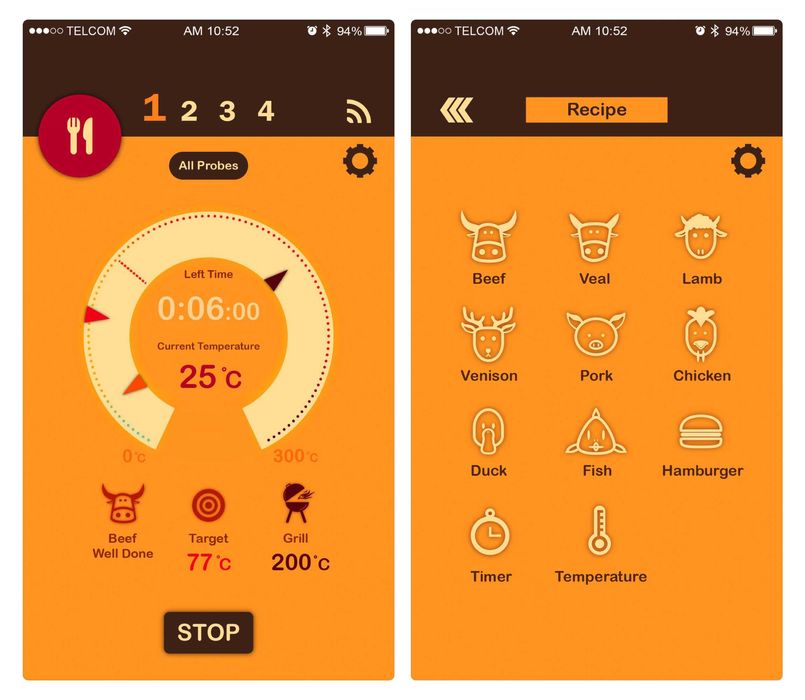 Умный беспроводной Bluetooth смарт термометр-щуп гриль/BBQ градусник