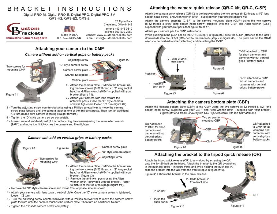 Cabeça de Tripé Digital Pro-SV Kit (Custom Brackets)