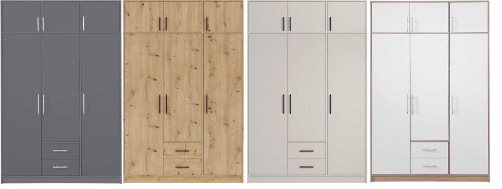 szafa wysoka trzydrzwiowa 150cm pokoju salonu garderoby 4 kolory szara