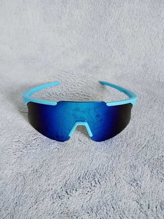 Nowe okulary sportowe rowerowe niebieska ramka granatowa soczewka