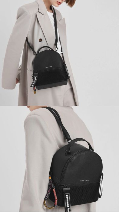 Charles & keith сумка рюкзак жіноча чорна 2 в 1 стан нова