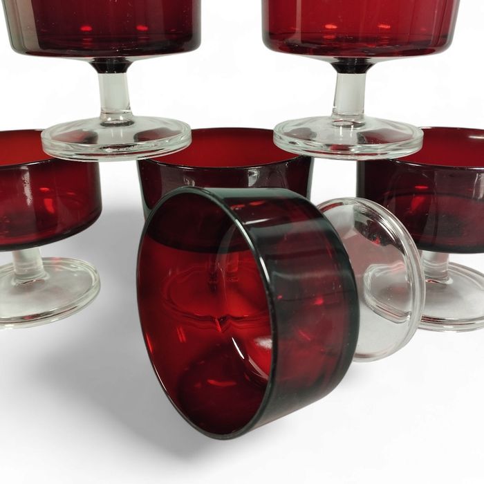 Luminarc Cavalier Ruby Red – 6 pucharków vintage