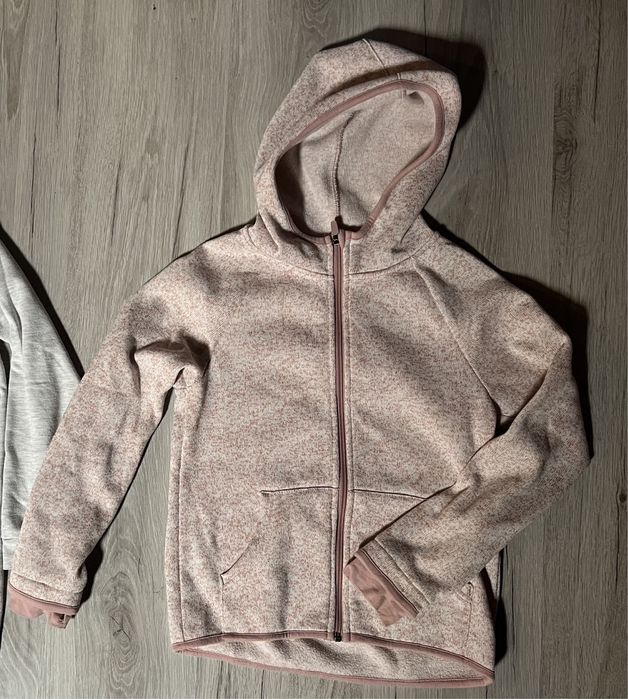 Bluza polar z kapturem r. 134-140 i bluza szara z uszami H&M r.158-164
