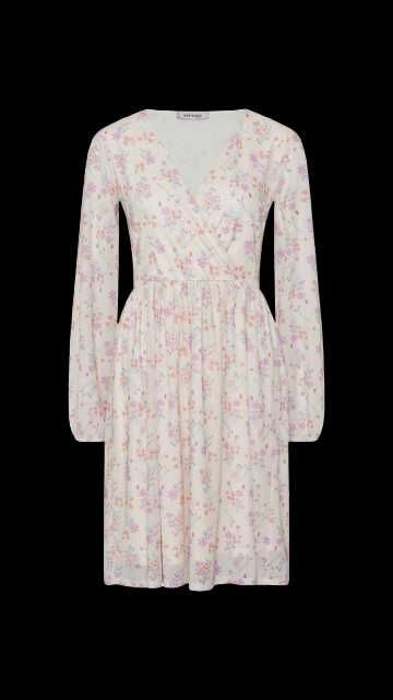 Nowa beżowa sukienka w kwiaty - L