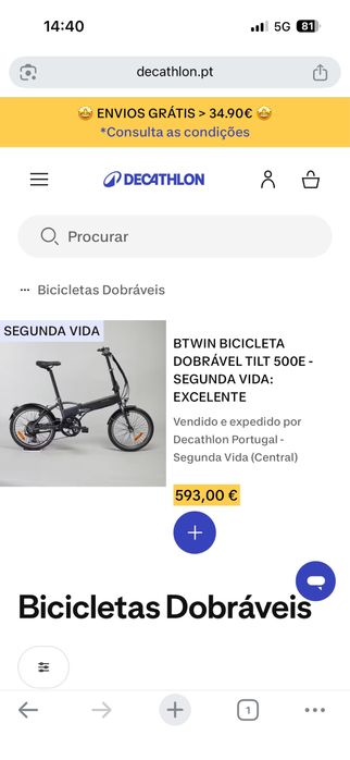 Bicicleta Elétrica Dobrável Oxylane / B’Twin