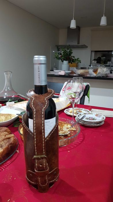 Natal - Porta garrafa Couro Vegetal Personalizado