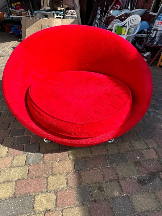 Designerska sofa -fotel / loveseat typu lounge -premium Bretz Pool w pięknej soczystej czerwieni-Vintage