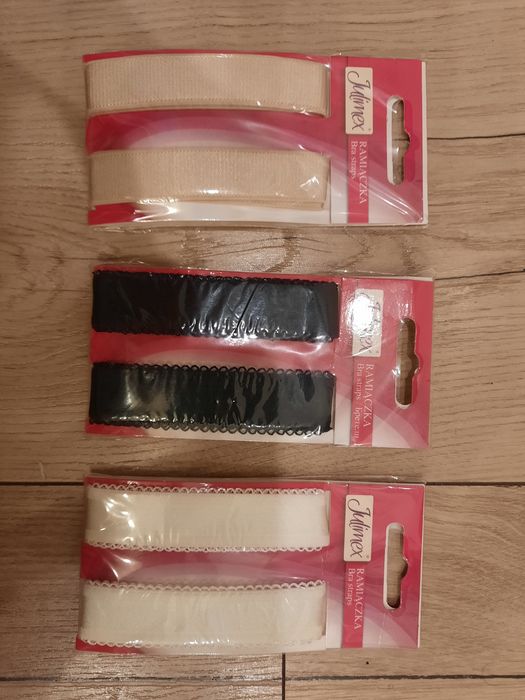 Zestaw 3 par ramiączek 18 mm  julimex czarny, ecri, Beż