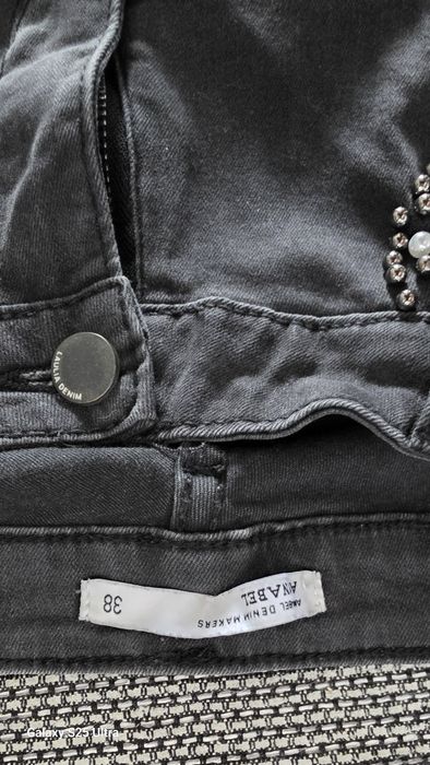 Damskie jeansy skinny z kryształami 38