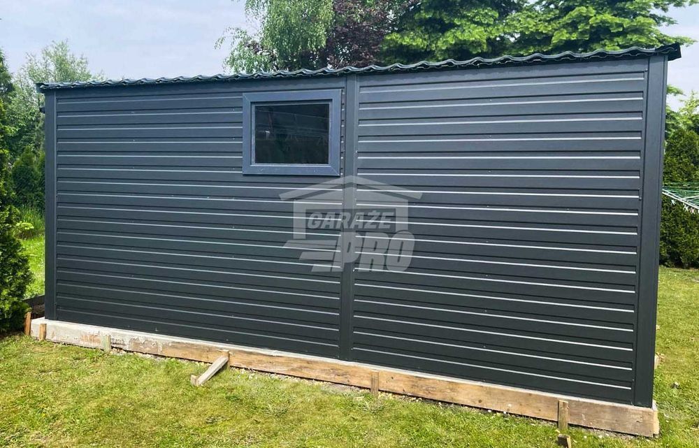 Domek Ogrodowy 5x4  antracyt  drzwi +2x okno Dach dwuspad GP75