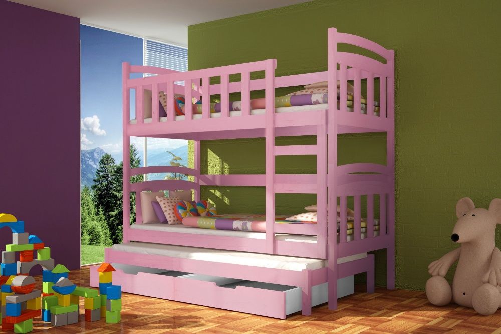 Łóżko piętrowe 3 osobowe Dawid! Całkowicie wykonane z drewna ! HIT