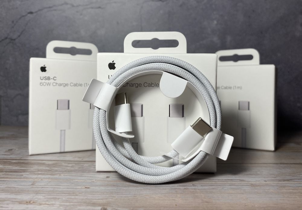 Оригиналный кабель для iPhone, 15/16/17/18, USB-C 60W, Плетений кабель Айфон