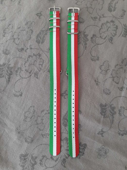 Ремешок нейлон к часам,18 мм, итальянский флаг.Фанатам, футбол,подарок