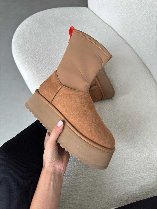 Уггі UGG Dipper Boot High Beige Classic premium натуральні замша/хутро
