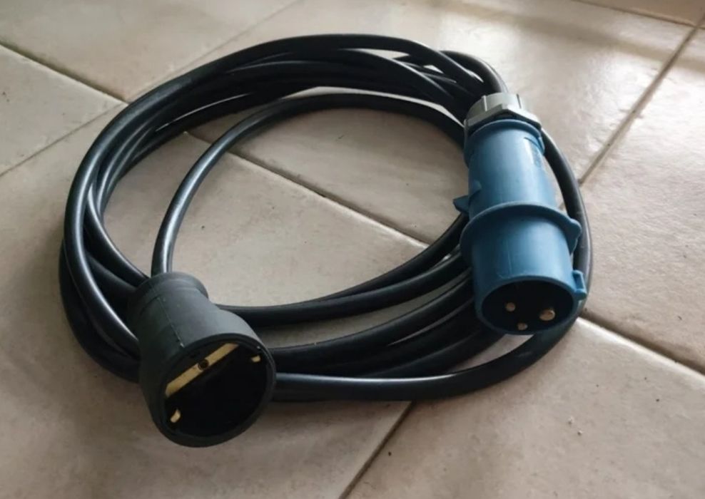 Cabo 5m ficha CEE macho 16A - ficha shucko fêmea