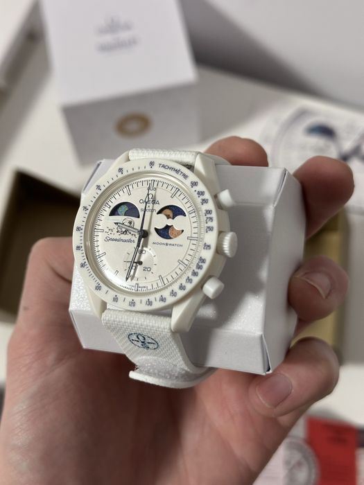 Omega x Swatch MoonSwatch Mission to the Moonphase Full Moon komplet, biały