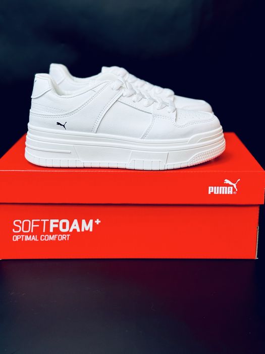 Кожаные кроссовки Пума белые женские / кросівки білі Puma жіночі