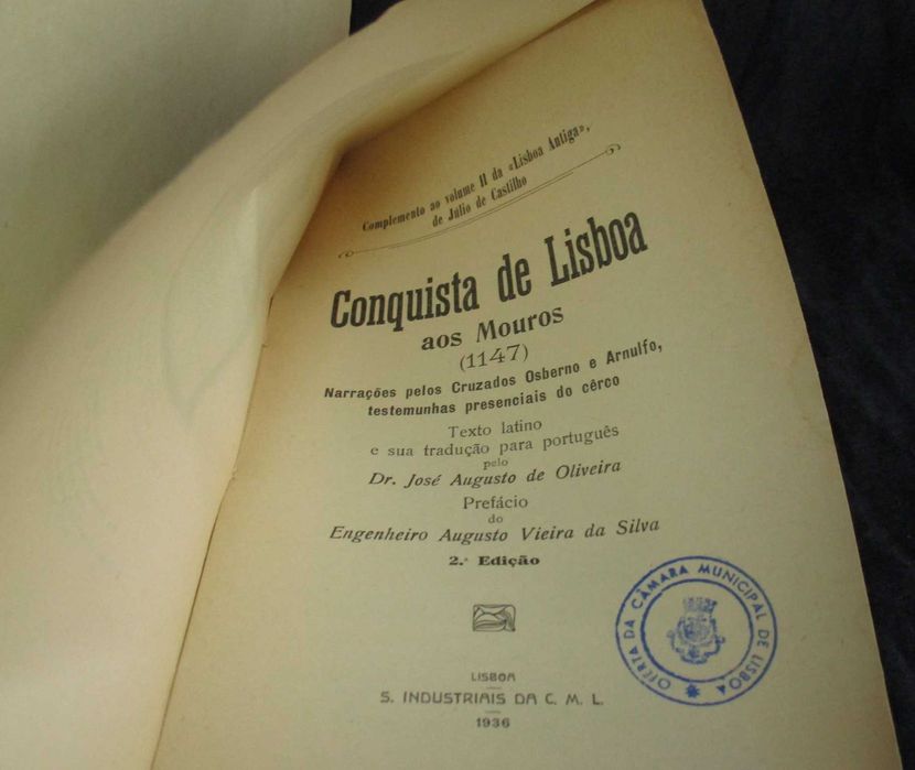 Livro Conquista de Lisboa aos Mouros (1147) 2ª edição 1936