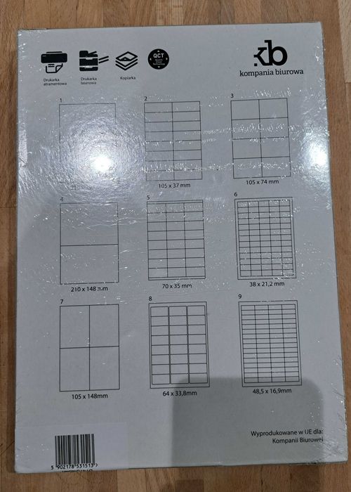 Etykiety uniwersalne Kompania Biurowa A4 105mmx148mm białe 100ark.