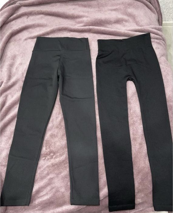 Осінь зима теплі чорні лосини у рубчик