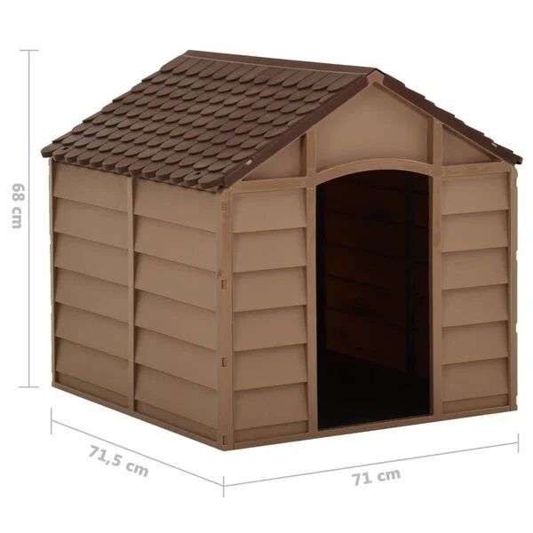 NOVO - Casota para cão 71x71,5x68 cm castanho PP