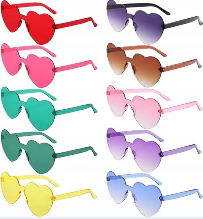 10szt. Zestaw okolaróww kształcie serca okulary serce imprezowe