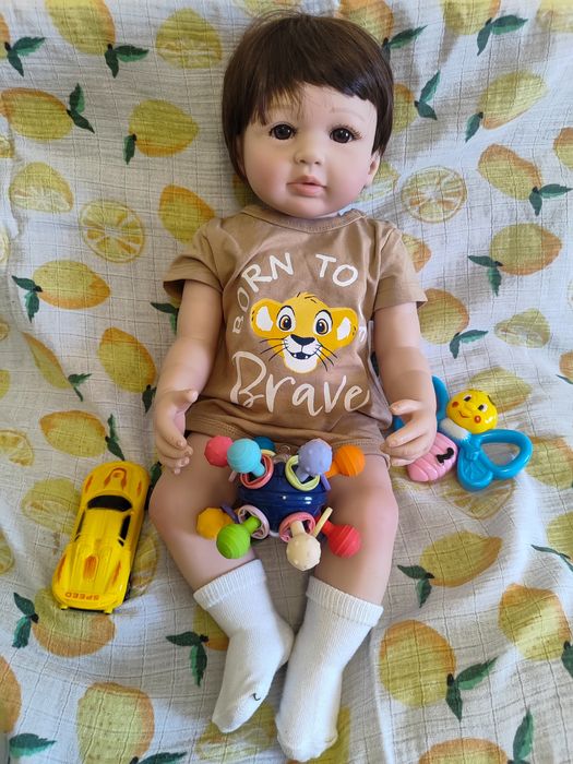 Лялька кукла пупс реборн  55 см хлопчик можна купати