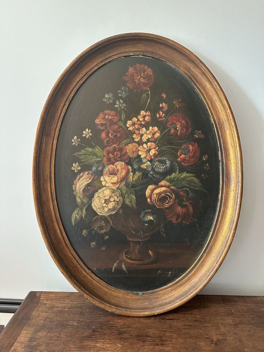 Quadro Óleo sobre Madeira - Natureza-Morta Floral (58x78 cm) - Assinado