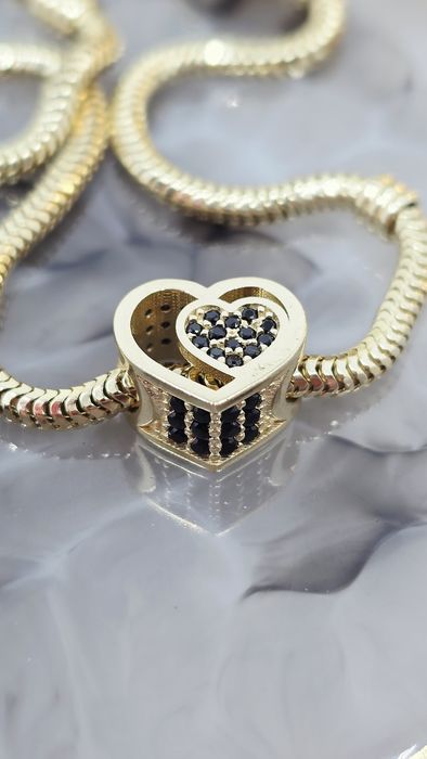 Złoty charms serce do bransoletki modułowej próba 585 14k
