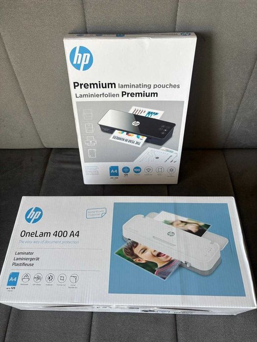 Laminator HP OneLam 400 A4 + Zestaw Folii HP Premium 125 Mic (100 szt.) | Stan Fabryczny!
