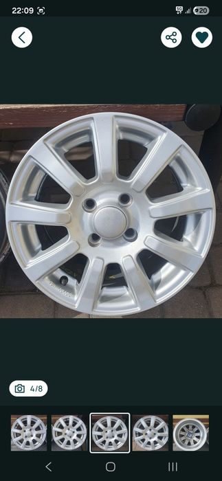 Alufelgi fiat 14 cali z nowymi oponami, wywazone.