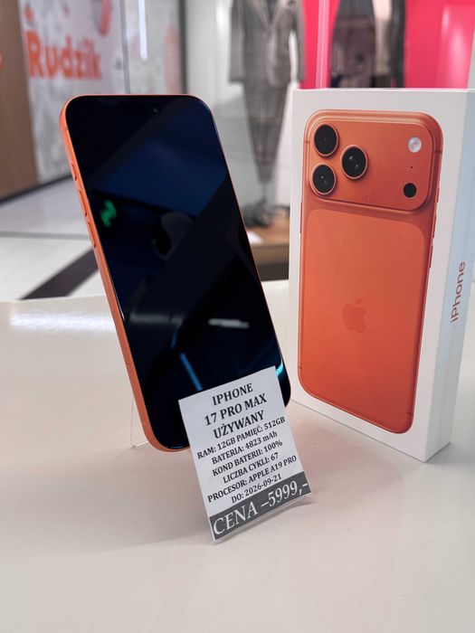 iPhone 17 Pro Max 512GB Bat 100% Topcase Vivo *Raty 0%*