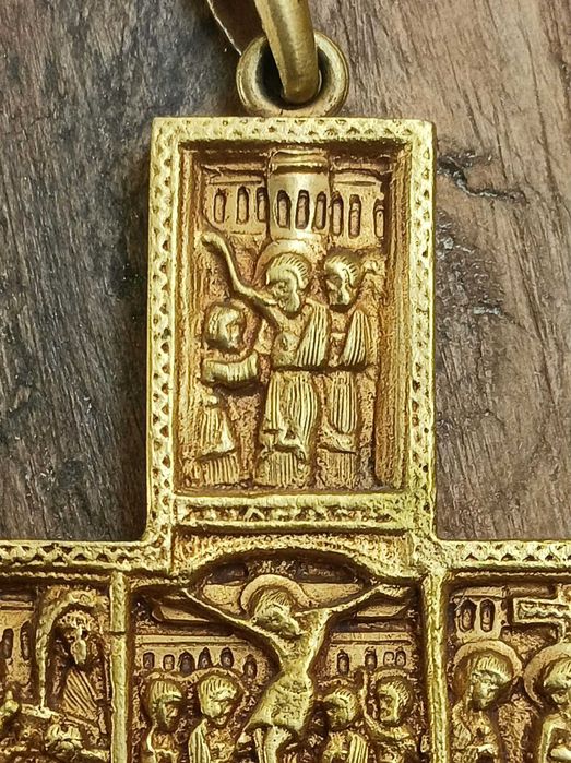 Antiguidades/Coleções Crucifixo Bizantino em Bronze Dourado – Leitão & Irmão (Estilo)