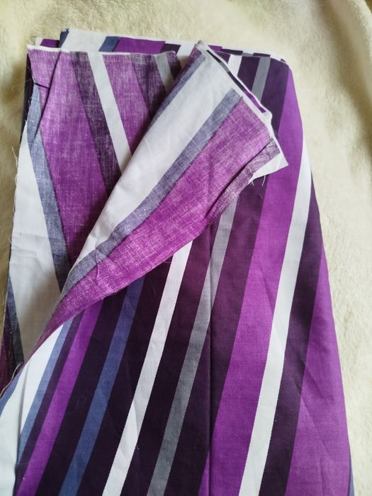 Materiał, tkanina bawełna pasy fiolet, kupon 87x450