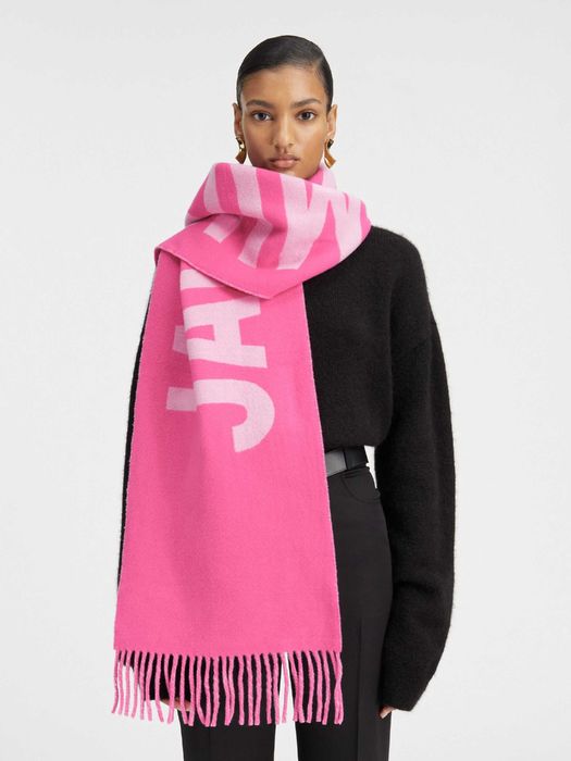 Шарф Jacquemus Logo Jacquard Fringed Edge Scarf Multi-Pink