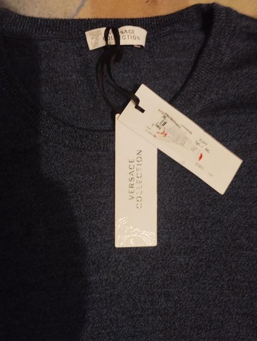Фірмовий чоловічий светр Versace , темно-синій, оригінал, XXL