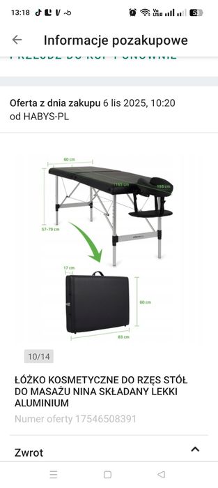 Stół do masażu/rzęs nowy