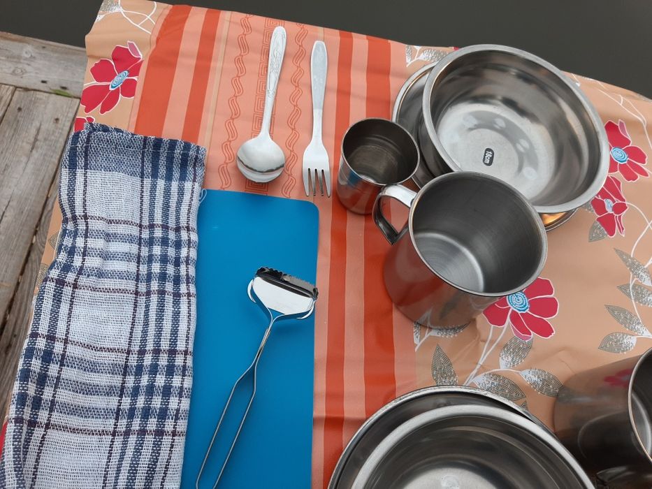 Набір нержавіючого посуду, набор туристической посуды, сумка, мангал: 1 ...